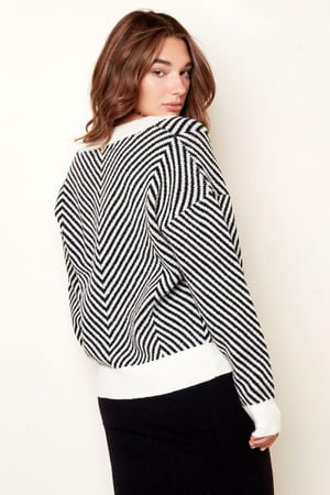 Cardigan en maille rayé noir et blanc Noir & White S/M h5 Image6
